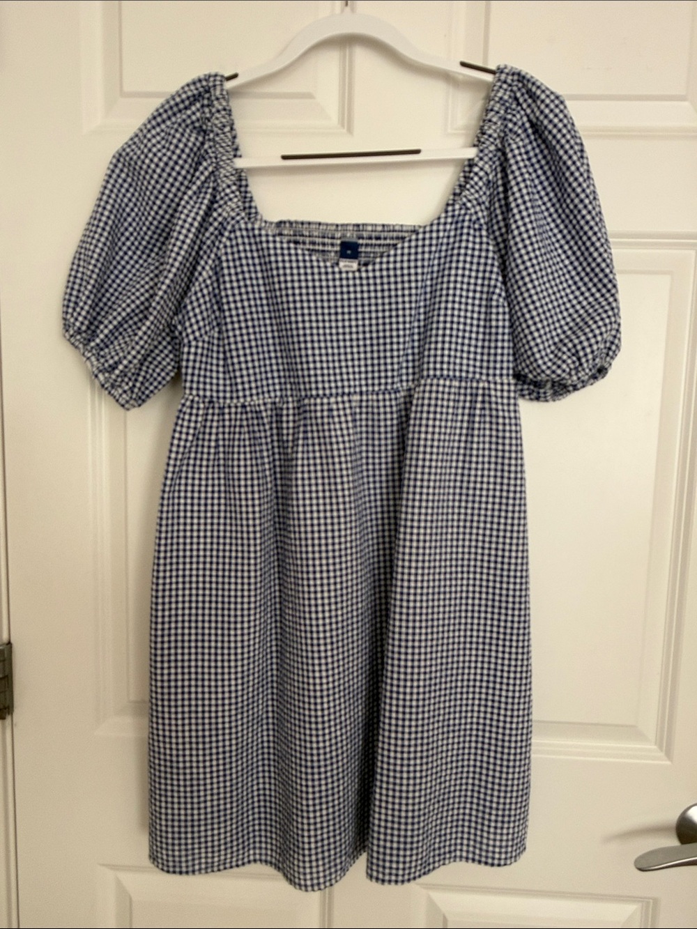 Old Navy Blue Gingham Puff Sleeve Dress